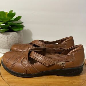 Clarks Cheyn Wale Woven Leather Loafer Women’s 9.5 Coastal Brown Comfort Shoe